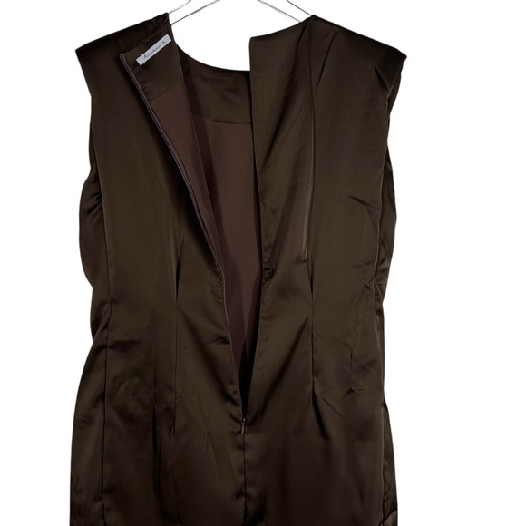 AMY ENJOY LIFE Chocolate Brown Satin Short Sleeve Mini Dress XL - Picture 5 of 6